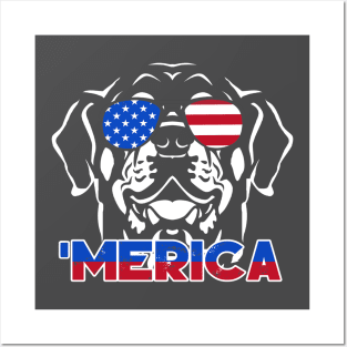 Patriot Rottweiler Merica Tee Posters and Art